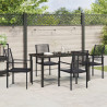 Conjunto de jantar de jardim 5 peças - Preto. PVC Rattan 4