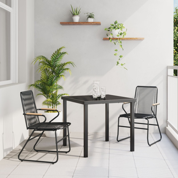 Conjunto de Comedor de Jardín  de 3 Piezas Negro Rattan de PVC D