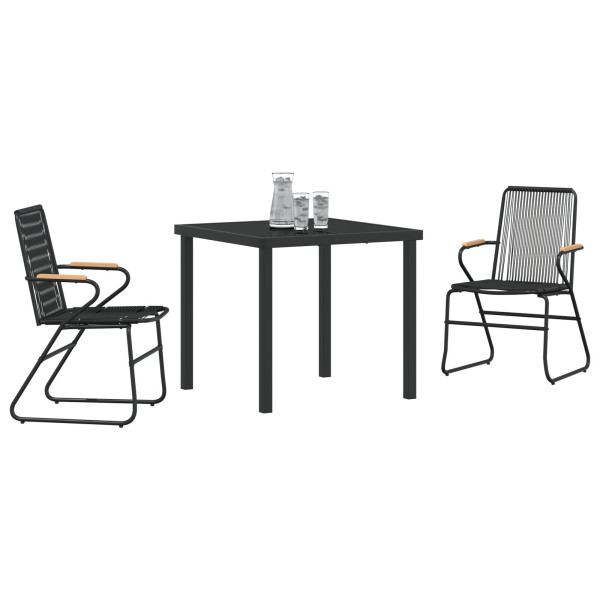 Conjunto de Comedor de Jardín  de 3 Piezas Negro Rattan de PVC M 3