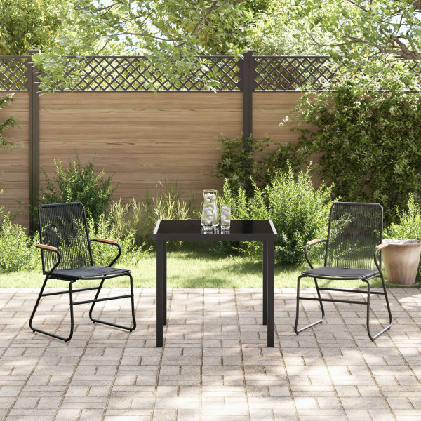 Conjunto de Comedor de Jardín  de 3 Piezas Negro Rattan de PVC M 4