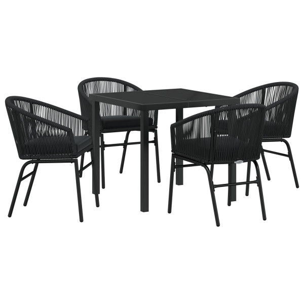 Conjunto de Jantar de Jardim com 5 Peças - Rattan Poli Preto M 2