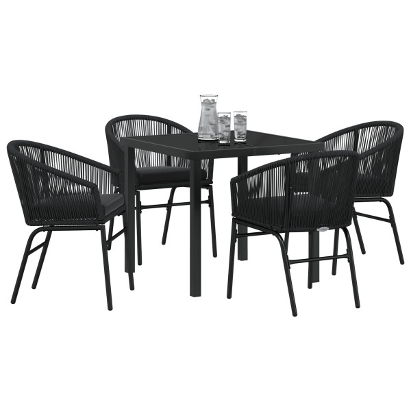 Conjunto de Jantar de Jardim com 5 Peças - Rattan Poli Preto M 3