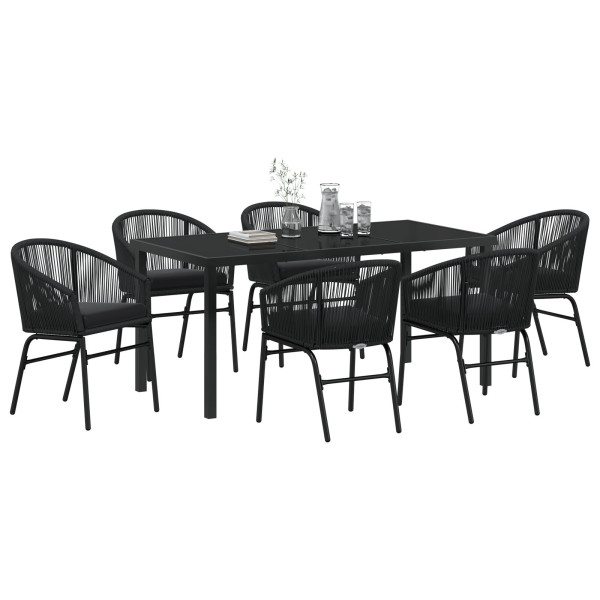 Conjunto de jantar de jardim com 7 peças – Rattan preto M 3