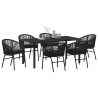 Conjunto de jantar de jardim com 7 peças – Rattan preto 3