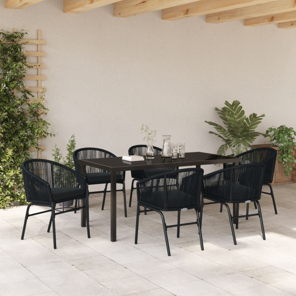 Conjunto de Comedor Jardín  de 7 Piezas Negro Poliratán M 4