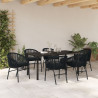 Conjunto de jantar de jardim com 7 peças – Rattan preto 4