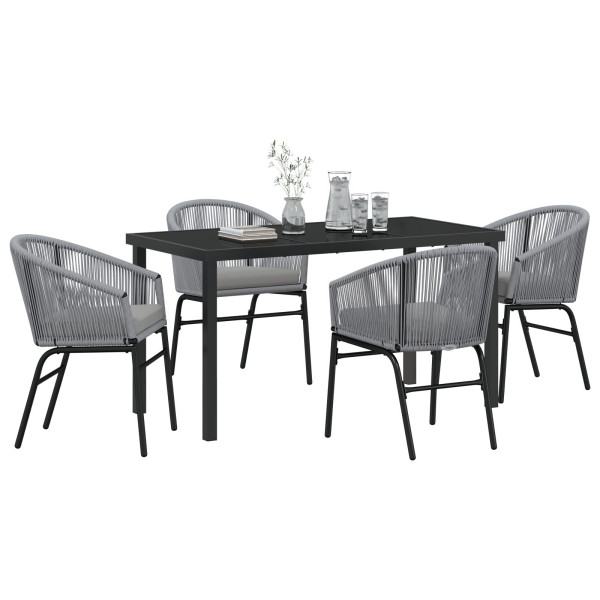 Conjunto de comedor de jardín de 5 piezas  Gris Poliratán M 3