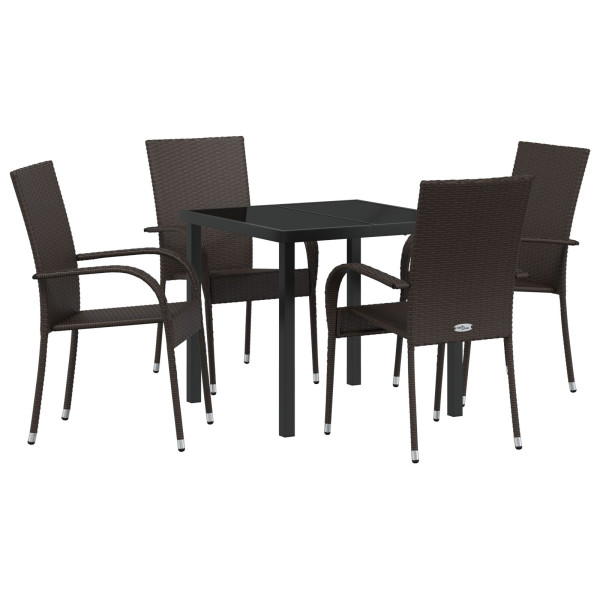 Conjunto de Comedor de Jardín de 5 Piezas Marrón Poliratán M 2