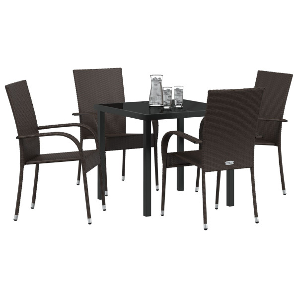 Conjunto de Comedor de Jardín de 5 Piezas Marrón Poliratán M 3