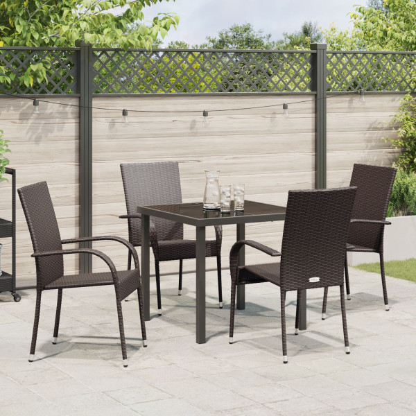 Conjunto de Jantar para Jardim 5 pcs Castanho Rattan de PE M 4