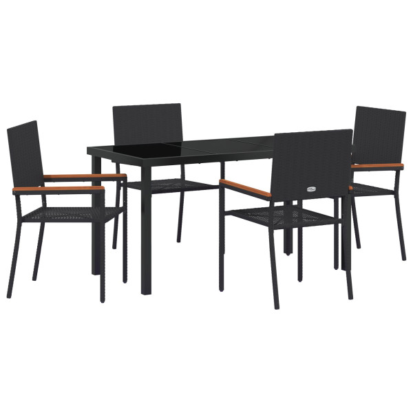 Conjunto de Comedor de Jardín de 5 Piezas Negro de Poliratán M 2