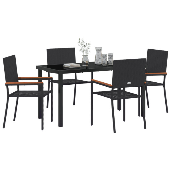 Conjunto de Comedor de Jardín de 5 Piezas Negro de Poliratán M 3