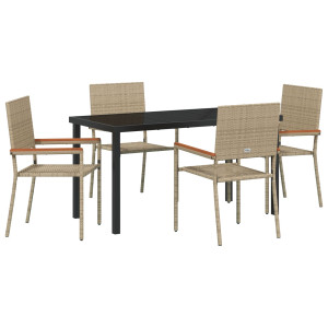 Conjunto de Comedor de Jardín de 5 Piezas de Poliratán Beige H