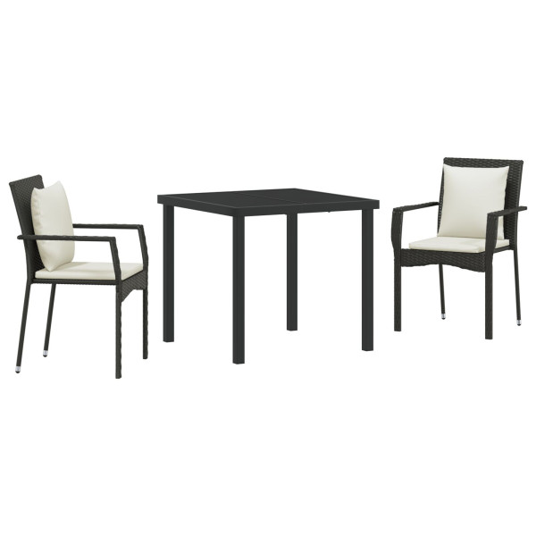Conjunto de Jantar de Jardim 3 pcs Preto 80 x 80 x 73 cm M 2