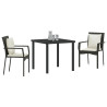 Conjunto de Jantar de Jardim 3 pcs Preto 80 x 80 x 73 cm 3
