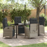 Conjunto de Comedor de Jardín de 5 Piezas Gris Claro Poliratán 1
