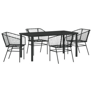 Conjunto de Jantar de Jardim 5 Peças Preto H