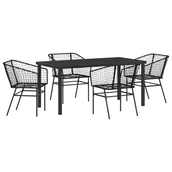 Conjunto de Jantar de Jardim 5 Peças Preto M 2