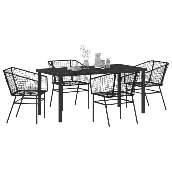 Conjunto de Jantar de Jardim 5 Peças Preto M 3