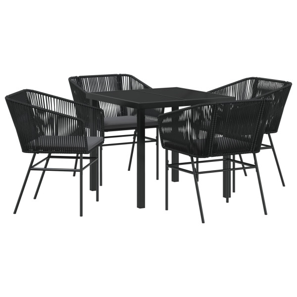 Conjunto de Jantar de Jardim com 5 Peças e Almofadas Pretas de Rattan Poly. M 2