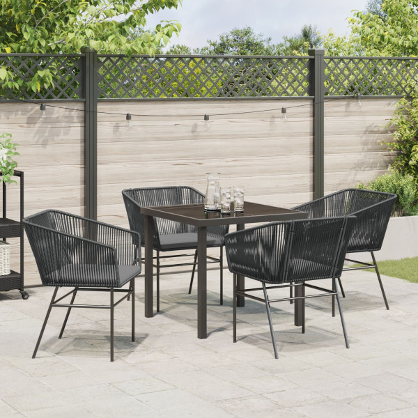 Conjunto de Jantar de Jardim com 5 Peças e Almofadas Pretas de Rattan Poly. M 4