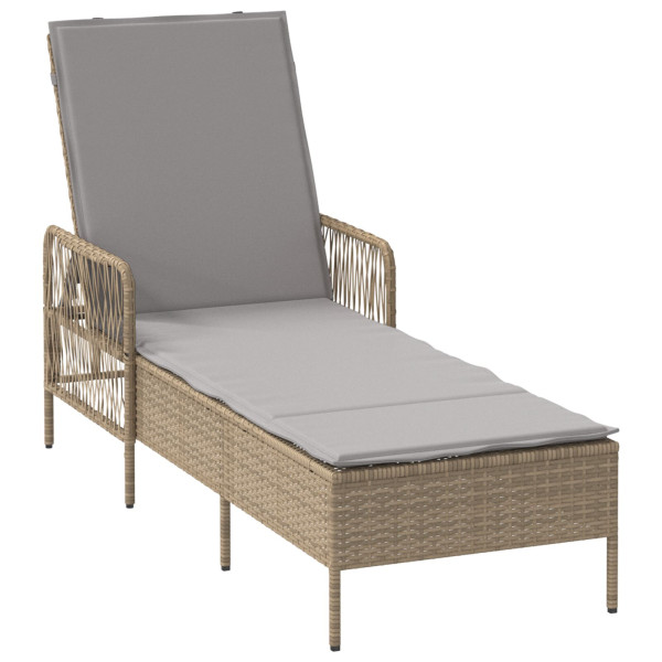 Espreguiçadeira Bege e cinza claro Rattan PE 157 x 55 x 92 cm M 2