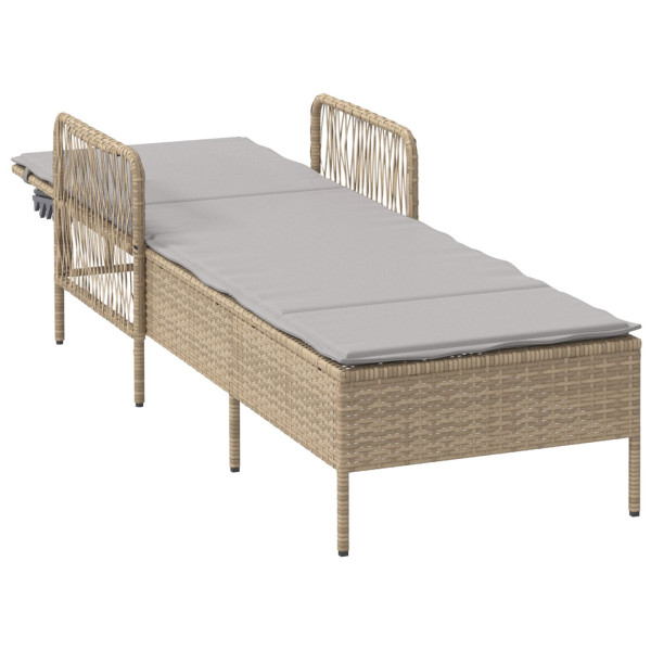 Espreguiçadeira Bege e cinza claro Rattan PE 157 x 55 x 92 cm M 4