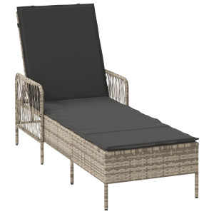 Espreguiçadeira Cinza claro Rattan PE 157 x 55 x 92 cm Dobrável H
