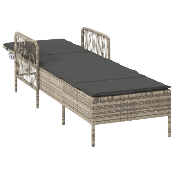 Espreguiçadeira Cinza claro Rattan PE 157 x 55 x 92 cm Dobrável M 4