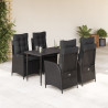 Set de muebles jardín 5 pzas con cojines ratán sintético negro 1