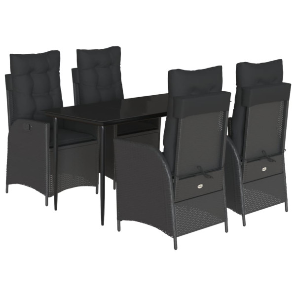 Set de muebles jardín 5 pzas con cojines ratán sintético negro M 2
