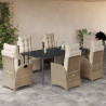 Set comedor de jardín 7 pzas con cojines ratán sintético beige 1