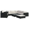 8 pcs conjunto lounge de jardim c/ almofadões vime PE preto 2