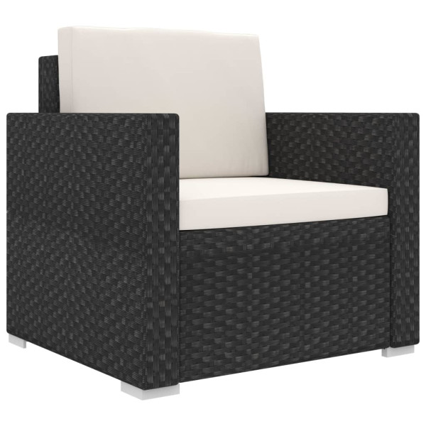 Set muebles de jardín 8 piezas y cojines ratán sintético negro M 4