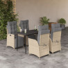 Set comedor de jardín 5 pzas con cojines ratán sintético beige 1