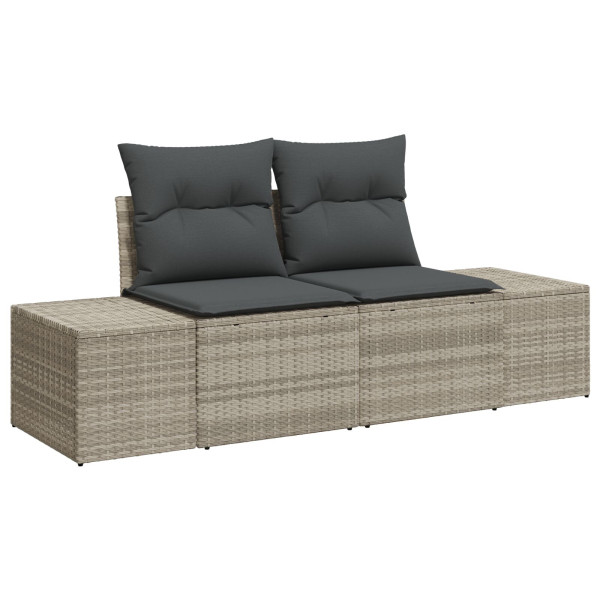 Conjunto de Sofá de Jardim de 6 Peças com Almofadas Cinza Claro Rattan PE M 4
