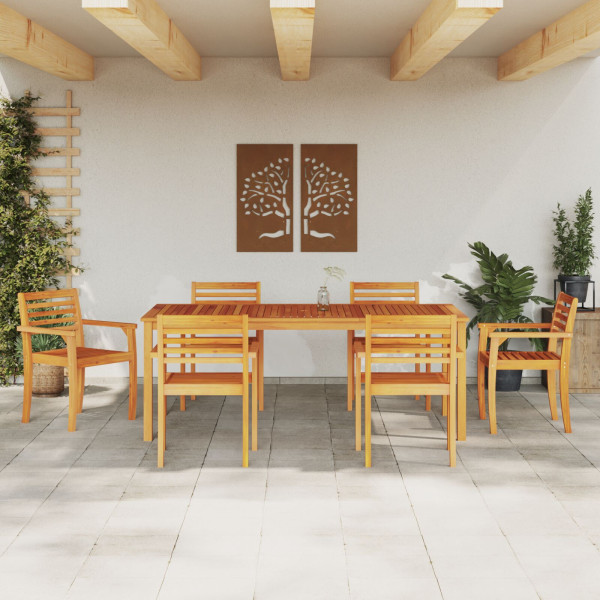 Conjunto de Comedor de Jardín de 9 Piezas de Madera Sólida de Acacia M 4