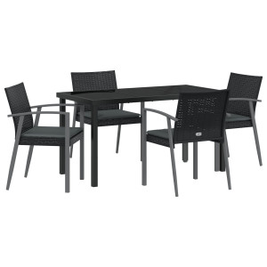 Set de 3 Negro Poliratán. acero 56.5x57x83 cm  Duradero H