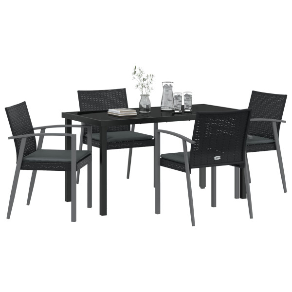 Set de 3 Negro Poliratán. acero 56.5x57x83 cm  Duradero M 3