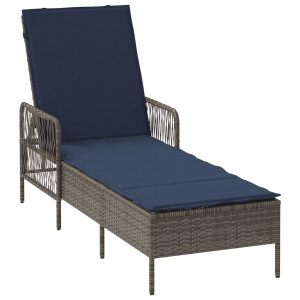 Tumbona de Sol Gris PE Rattan 157 x 55 x 92 cm Plegable H