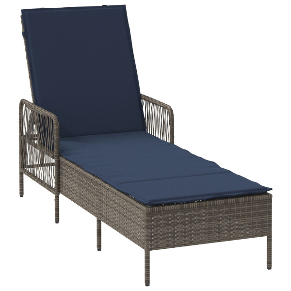 Espreguiçadeira Cinza Rattan PE 157 x 55 x 92 cm Dobrável M 2