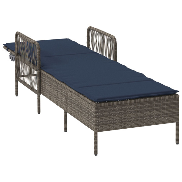 Tumbona de Sol Gris PE Rattan 157 x 55 x 92 cm Plegable M 4