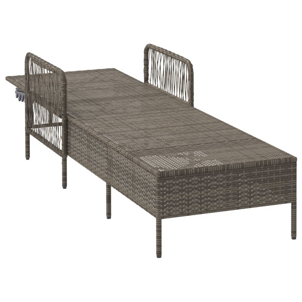 Tumbona de Sol Gris PE Rattan 157 x 55 x 92 cm Plegable M 5