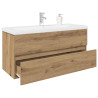 Mueble para lavabo con lavabo integrado y grifo roble artesanal 1