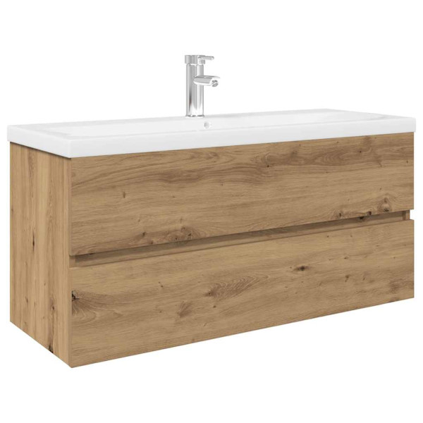 Mueble para lavabo con lavabo integrado y grifo roble artesanal M 2