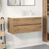 Mueble para lavabo con lavabo integrado y grifo roble artesanal 3