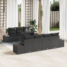 Conjunto de Sofás de Jardim de 8 Peças com Almofadas Preto Rattan Poliéster 1