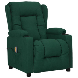 Sillón de masaje elevable tela verde oscuro H