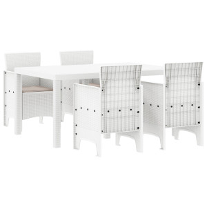 Conjunto de Comedor Jardín 5 Piezas Blanco Poliratán H