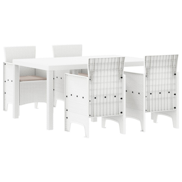 Conjunto de Comedor Jardín 5 Piezas Blanco Poliratán M 2
